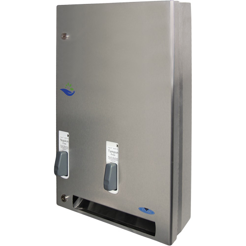 Distributeur de produits d'hygi&egrave;ne f&eacute;minine gratuits &agrave; bouton pression Distribution Industrielle GC