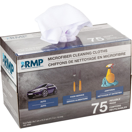 Chiffons lavables pour le nettoyage, Microfibre, Blanc Distribution Industrielle GC