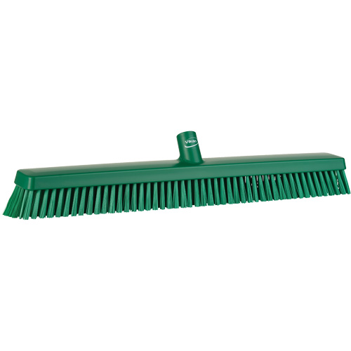 Heavy-Duty Push Broom, Fine/Stiff Bristles, 24", Green Distribution Industrielle GC