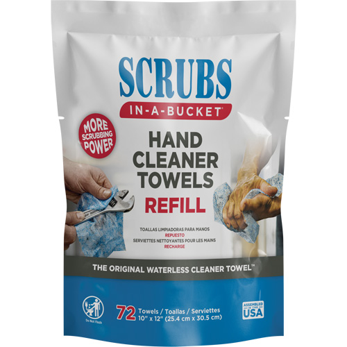 Hand Cleaner Towels Refill Pack, 72 Wipes, 10" x 12" Distribution Industrielle GC