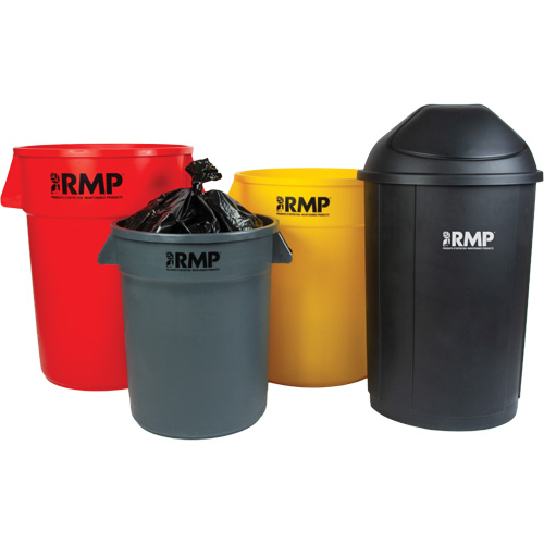 Bac &agrave; d&eacute;chets demi-rond avec couvercle, Poly&eacute;thyl&egrave;ne, 21 gal. US Distribution Industrielle GC