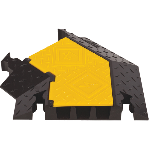 Protecteur de c&acirc;ble robuste &agrave; 3 canaux Yellow Jacket, virage &agrave; gauche Distribution Industrielle GC