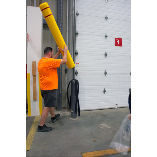 Polyethylene Bollard Cover, 4-1/2" Dia. x 64" L, Red/Yellow Distribution Industrielle GC
