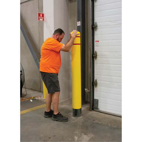 Polyethylene Bollard Cover, 4-1/2" Dia. x 64" L, Red/Yellow Distribution Industrielle GC