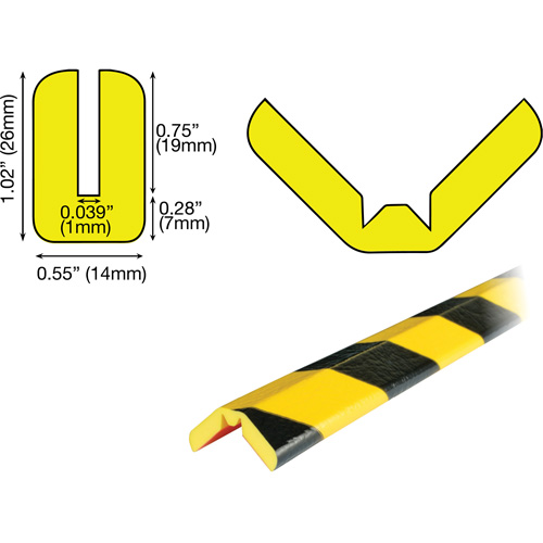 Butoir de protection de rebords mod&egrave;le W 5M, Longueur 16,42' (5 m) Distribution Industrielle GC
