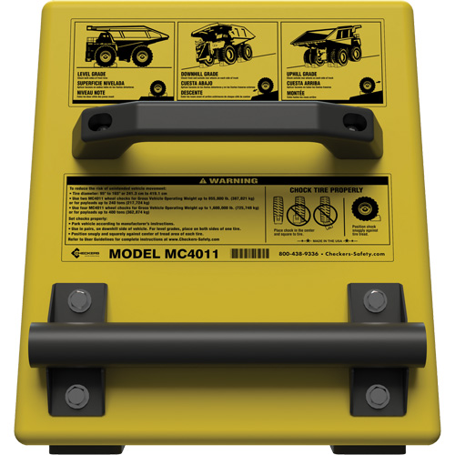 Cale de roue ultra-robuste pour l'exploitation mini&egrave;re Checkers Safety, PEHD, Jaune, 14-1/2" la x 17-1/2" p x 16" h Distribution Industrielle GC