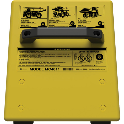 Cale de roue ultra-robuste pour l'exploitation mini&egrave;re Checkers Safety sans support, PEHD, Jaune, 14-1/2" la x 17-1/2" p x 16" h Distribution Industrielle GC