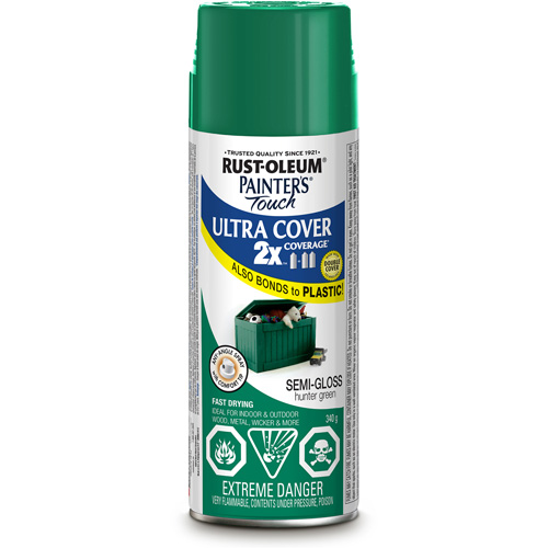 Peinture &agrave; pouvoir couvrant &eacute;lev&eacute; Painter's Touch, Vert chasseur, Semi-brillant, Canette a&eacute;rosol Distribution Industrielle GC