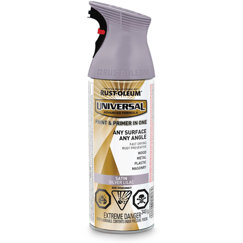 Universal&reg; Enamel Paint & Primer In One, Silver Lilac Purple, Satin, Aerosol Can Distribution Industrielle GC