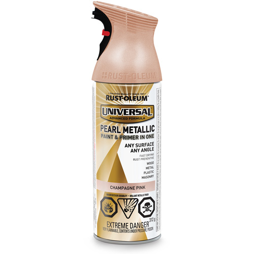Couche de fond et rev&ecirc;tement perl&eacute; &agrave; vaporiser Universal, Rose champagne, M&eacute;tallique, Canette a&eacute;rosol Distribution Industrielle GC
