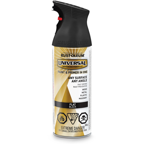 Universal&reg; Enamel Paint & Primer In One, Black, Very Flat, Aerosol Can Distribution Industrielle GC
