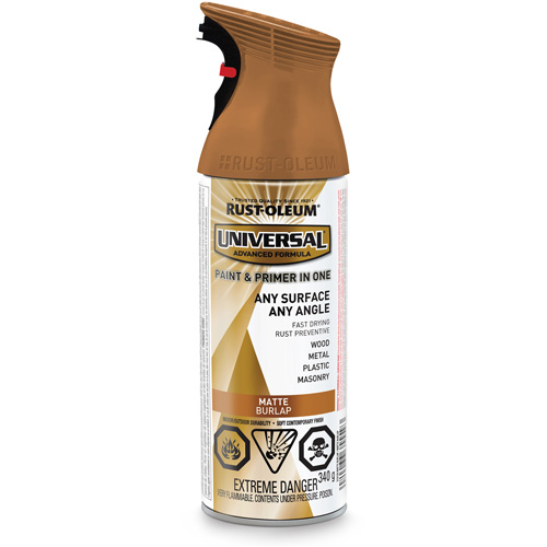 Universal&reg; Enamel Paint & Primer In One, Burlap Brown, Matte, Aerosol Can Distribution Industrielle GC
