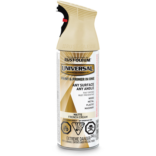 Peinture-&eacute;mail et couche de fond Universal, Blanc cr&egrave;me française, Mat, Canette a&eacute;rosol Distribution Industrielle GC