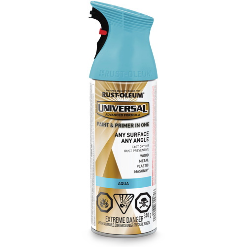 Universal&reg; Enamel Paint & Primer In One, Aqua Blue, Satin, Aerosol Can Distribution Industrielle GC