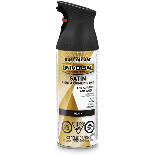 Universal&reg; Enamel Paint & Primer In One, Black, Satin, Aerosol Can Distribution Industrielle GC