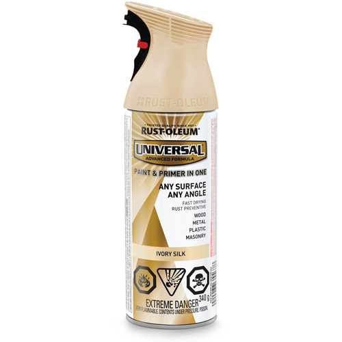 Universal&reg; Enamel Paint & Primer In One, Ivory Silk White, Satin, Aerosol Can Distribution Industrielle GC