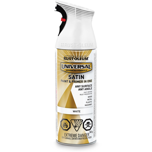 Universal&reg; Enamel Paint & Primer In One, White, Satin, Aerosol Can Distribution Industrielle GC