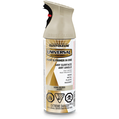 Universal&reg; Enamel Paint & Primer In One, Ivory White, Semi-Gloss, Aerosol Can Distribution Industrielle GC