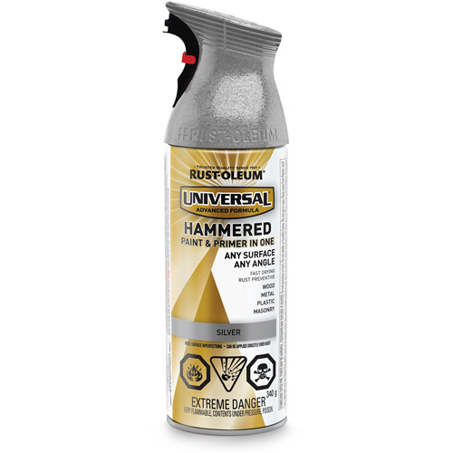 Universal&reg; Paint & Primer In One, Silver Aluminum, Hammered, Aerosol Can Distribution Industrielle GC