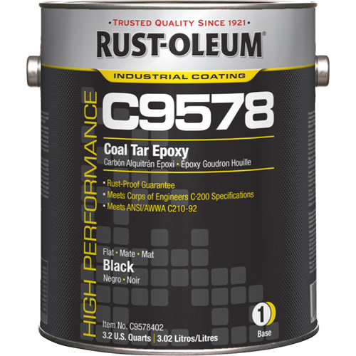 Composant de base pour rev&ecirc;tement &eacute;poxydique &agrave; base de goudron de houille et &agrave; haute teneur en solides du syst&egrave;me C9578, Noir, Gallon Distribution Industrielle GC