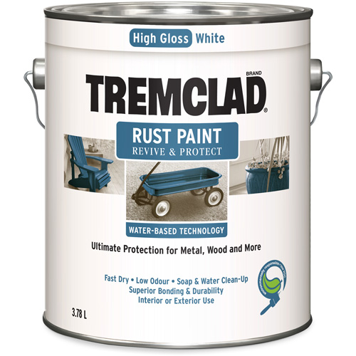 Peinture antirouille &agrave; base d'eau Tremclad, 3,78 L, Gallon, Blanc Distribution Industrielle GC