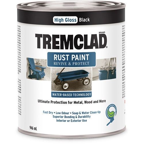 Peinture antirouille &agrave; base d'eau Tremclad, 946 ml, Canette, Noir Distribution Industrielle GC