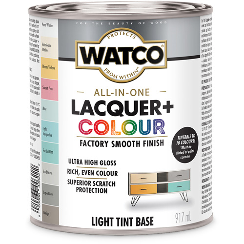 Composant de base clair pour finition laqu&eacute;e + couleur tout-en-un Watco, 946 ml, Base &agrave; ton clair, Tr&egrave;s brillant Distribution Industrielle GC