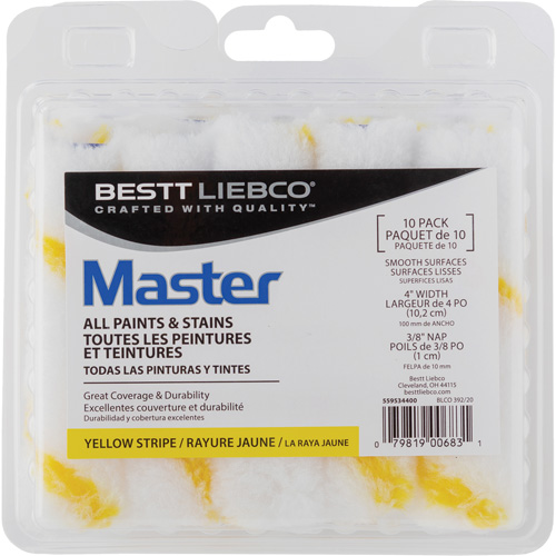 Mini rouleaux &agrave; bande jaune Stripe, Nap 10 mm (3/8"), 101,6 mm (4") l Distribution Industrielle GC