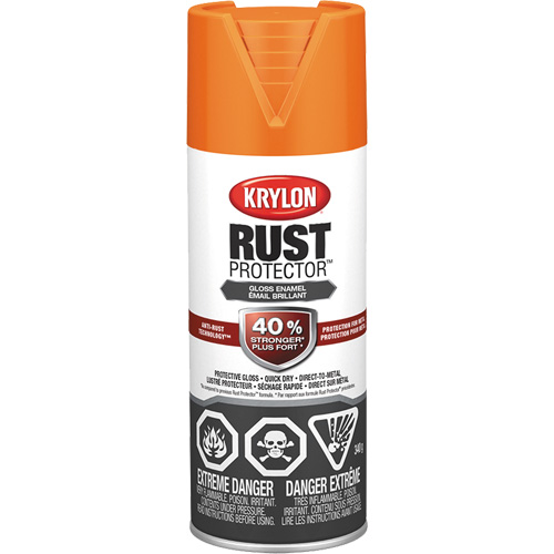 Peinture &agrave; &eacute;mail Rust Protector, Orange, Brillant, 12 oz, Canette a&eacute;rosol Distribution Industrielle GC