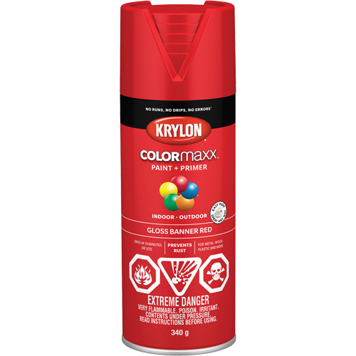 Appr&ecirc;t + peinture COLORmaxx, Rouge banni&egrave;re, Brillant, 12 oz, Canette a&eacute;rosol Distribution Industrielle GC