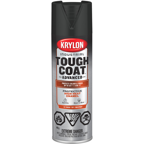 Peinture industrielle &agrave; chaleur &eacute;lev&eacute;e Tough Coat Advanced, Noir haute temp&eacute;rature, Plat, 425 g, Canette a&eacute;rosol Distribution Industrielle GC