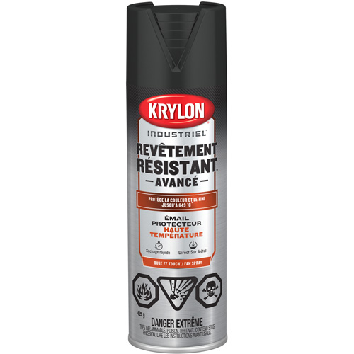 Peinture industrielle &agrave; chaleur &eacute;lev&eacute;e Tough Coat Advanced, Noir haute temp&eacute;rature, Plat, 425 g, Canette a&eacute;rosol Distribution Industrielle GC