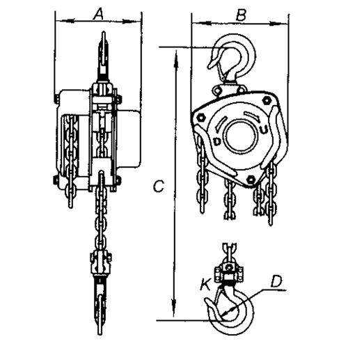 Chain Hoist, 10' Lift, 1000 lbs. Capacity, Alloy Steel Chain Distribution Industrielle GC