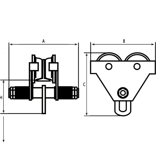 Adjustable Trolleys, 1000 lbs. (0.5 tons) Distribution Industrielle GC