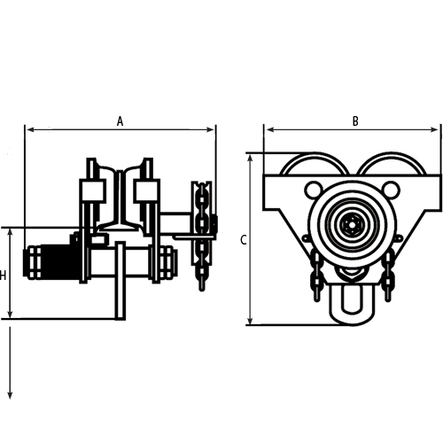 Adjustable Trolleys, 1000 lbs. (0.5 tons) Capacity, 2-11/16" - 5-1/4" Distribution Industrielle GC