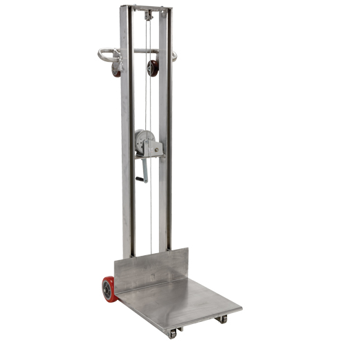 Empileur &agrave; plateforme, M&eacute;canisme Treuil manuel, Capacit&eacute; de 400 lb, Levage max de 58" Distribution Industrielle GC