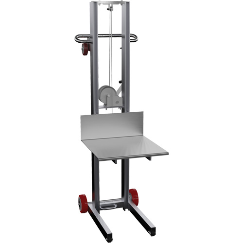 Empileur &agrave; plateforme, M&eacute;canisme Treuil manuel, Capacit&eacute; de 400 lb, Levage max de 58" Distribution Industrielle GC