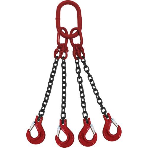 &eacute;lingue en chaîne, chaîne Calibre 80, Quadruple branches, crochets Oblong et &eacute;chappement, 5/8" x 5' Distribution Industrielle GC