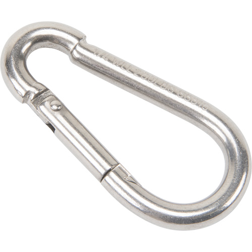 Mousqueton en acier inoxydable, 260 lb (0,13 tonne) Charge d'utilisation max., 1/4" Taille, 3/8" Oeil Distribution Industrielle GC
