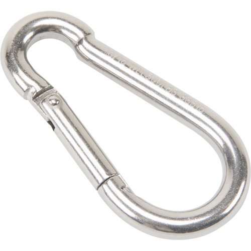 Mousqueton en acier inoxydable, 500 lb (0,25 tonne) Charge d'utilisation max., 5/16" Taille, 1/2" Oeil Distribution Industrielle GC