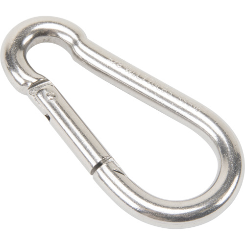 Mousqueton en acier inoxydable, 770 lb (0,385 tonne) Charge d'utilisation max., 3/8" Taille, 5/8" Oeil Distribution Industrielle GC