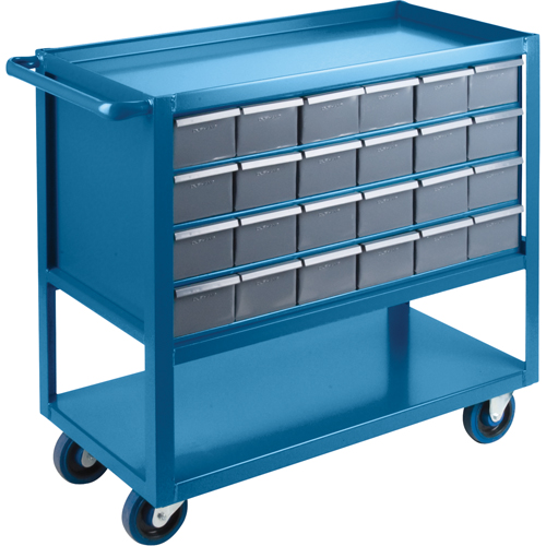 Chariot &agrave; tablette avec tiroir, 1200 lb Capacit&eacute;, Acier, 18" x la, 35" x ha, 36" p, Roues en Caoutchouc, Enti&egrave;rement soud&eacute;, 24 tirroirs Distribution Industrielle GC