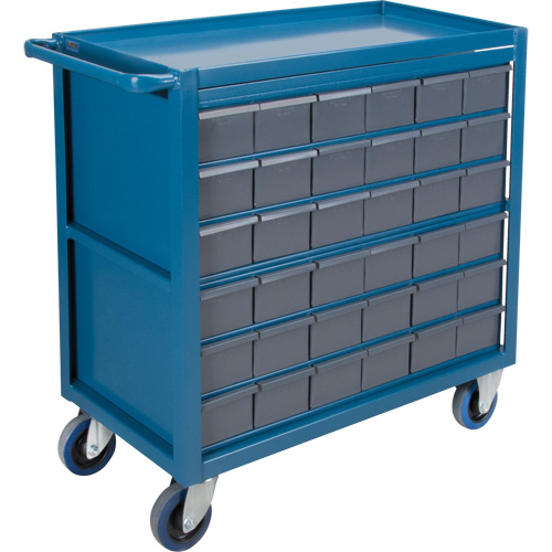 Chariot &agrave; tablette avec tiroir, 1200 lb Capacit&eacute;, Acier, 18" x la, 35" x ha, 36" p, Roues en Caoutchouc, Enti&egrave;rement soud&eacute;, 36 tirroirs Distribution Industrielle GC