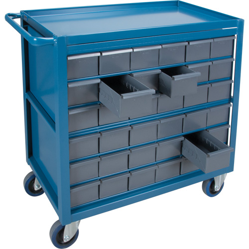 Chariot &agrave; tablette avec tiroir, 1200 lb Capacit&eacute;, Acier, 18" x la, 35" x ha, 36" p, Roues en Caoutchouc, Enti&egrave;rement soud&eacute;, 36 tirroirs Distribution Industrielle GC