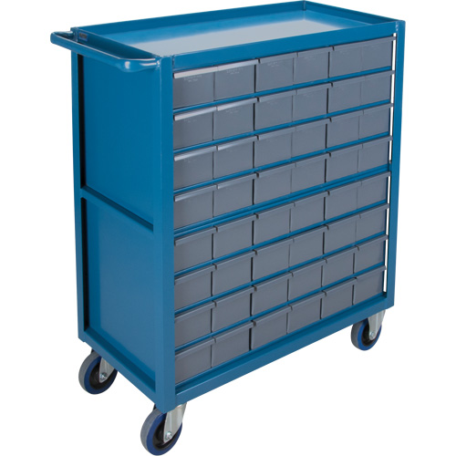 Chariot &agrave; tablette avec tiroir, 1200 lb Capacit&eacute;, Acier, 18" x la, 35" x ha, 36" p, Roues en Caoutchouc, Enti&egrave;rement soud&eacute;, 48 tirroirs Distribution Industrielle GC