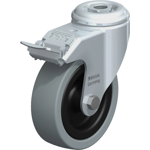 Roulette pour usage l&eacute;ger, Pivotant avec frein, 4" (101,6 mm), Caoutchouc plein, 242 lb (110 kg) Distribution Industrielle GC