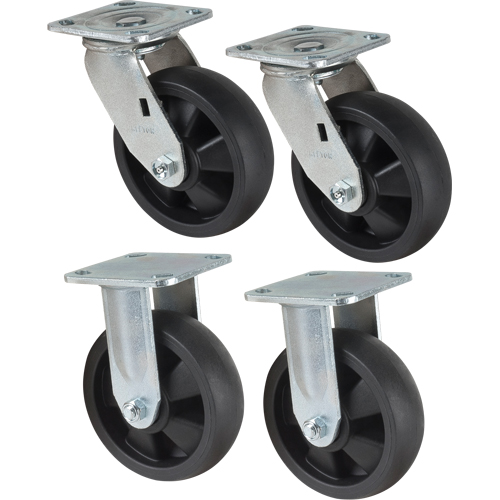 Jeu de roulettes, Fixe/Pivotant, 6" (152,4 mm), Nylon, 2400 lb (1089 kg) Distribution Industrielle GC