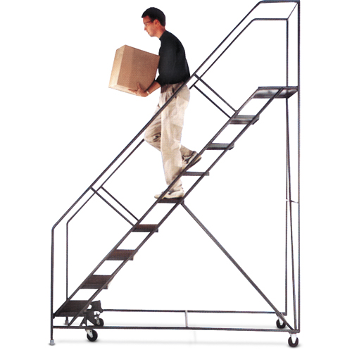 Slope Rolling Ladder, 10 Steps, Anti-Skid, 50° Incline, 100" High Distribution Industrielle GC