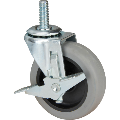 Roulette &agrave; tige, Pivotant avec frein, Diam&egrave;tre 3" (76 mm), Capacit&eacute; 80 lb (36 kg) Distribution Industrielle GC