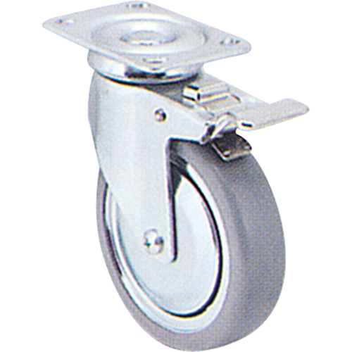 Roulette zingu&eacute;e, Pivotant avec frein, 3" (76 mm), Caoutchouc, 150 lb (68 kg) Distribution Industrielle GC